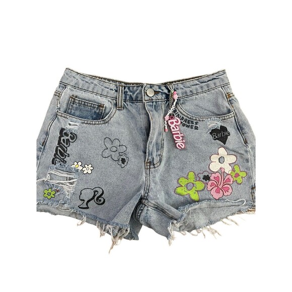 Barbie x Forever 21 Women's Distressed Denim Cut-Off Shorts Tag US Size 26 - Picture 1 of 7